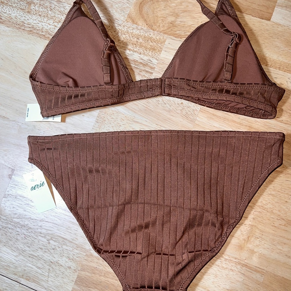 SMALL Aerie Women’s 2 Piece Bikini Swimsuit In Brown BNWTS - Picture 4 of 8